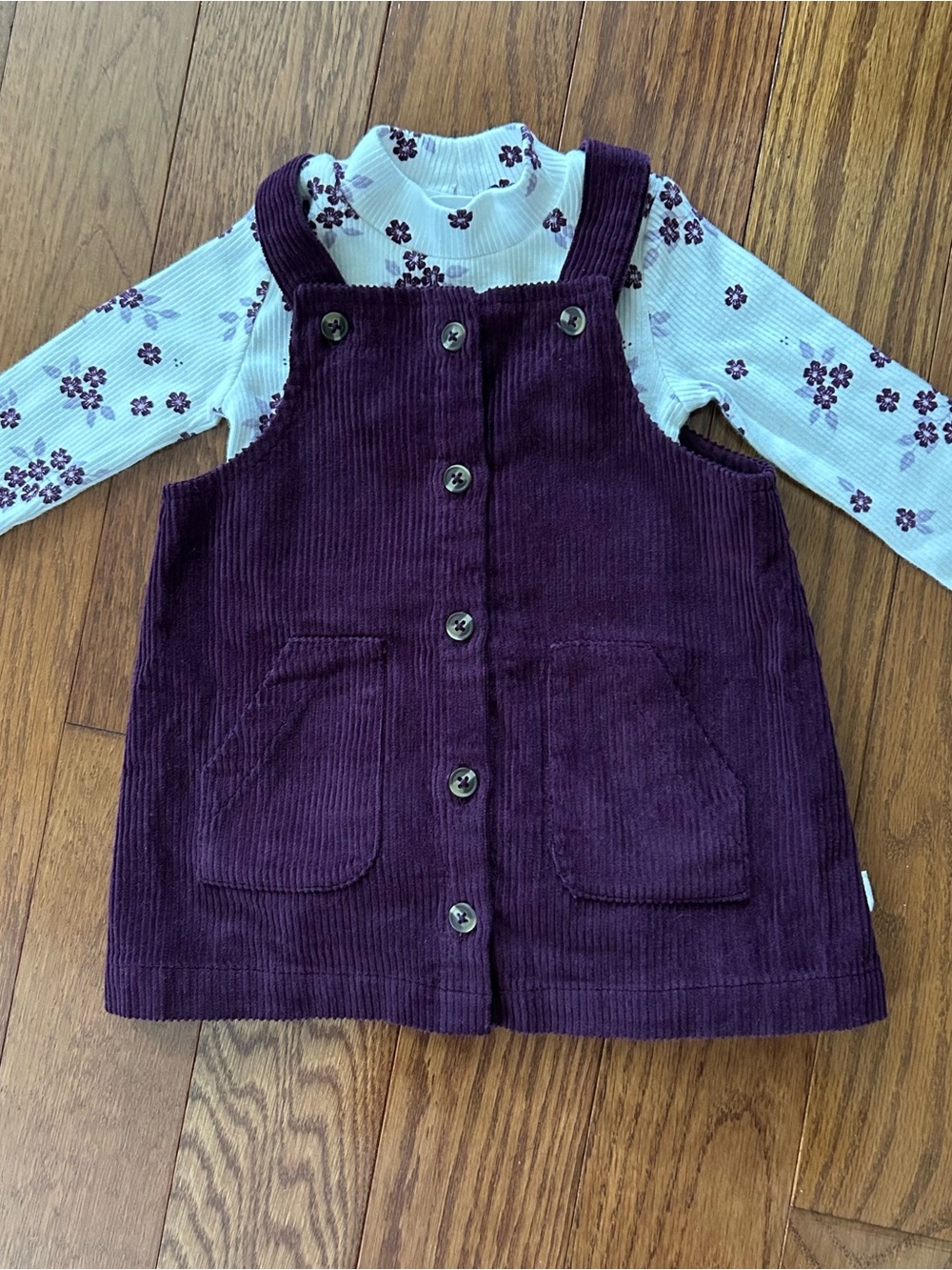Firsts by Petit Lem Plum Purple Corduroy Dress and Top Set Size 6M